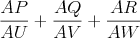$$
\frac{AP}{AU}+\frac{AQ}{AV}+\frac{AR}{AW}
$$
