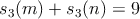 $ s_{3}(m)+ s_{3}(n)=9 $